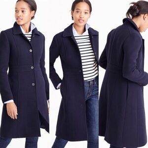 J. Crew Lady Day Coat Navy blue wool blend Sz 8